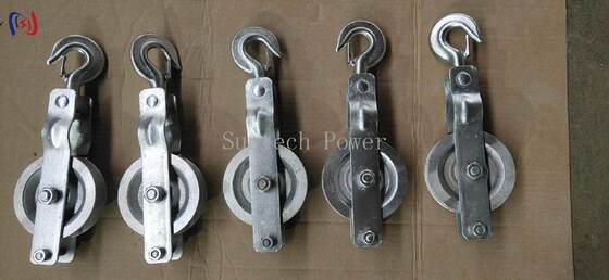 Bloc professionnel de cordonnage à feuille unique avec charge nominale 5-20KN et feuille d'aluminium pour la cordonnage de conducteurs aériens légers