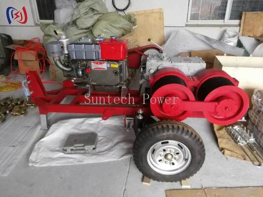 Treuil professionnel à double tambour de 6,3-9 kW avec une vitesse de 2000-3600 tr/min pour le tirage et la mise sous tension simultanés des câbles dans les travaux de lignes électriques