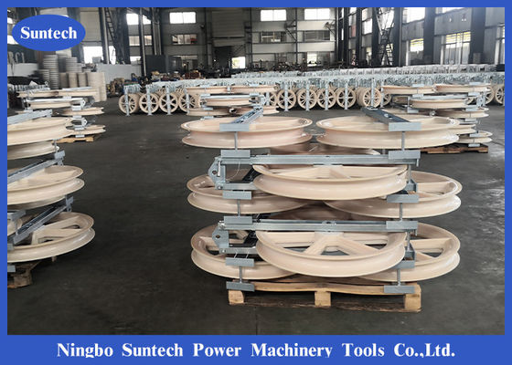 Blocs de cordage de conducteur de roue en aluminium triple de ligne électrique aérienne