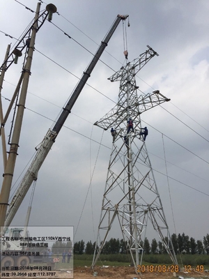 110KV 132KV a galvanisé la tour d'Angel Steel Lattice Transmission Line